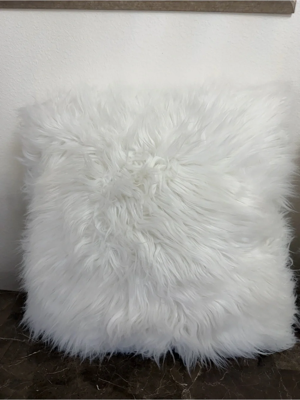 White Faux Fur Accent Pillows (Set of 2)